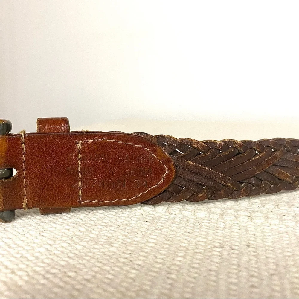 Vtg Italian Leather Braided Woven Western Belt Brown Womens size Small